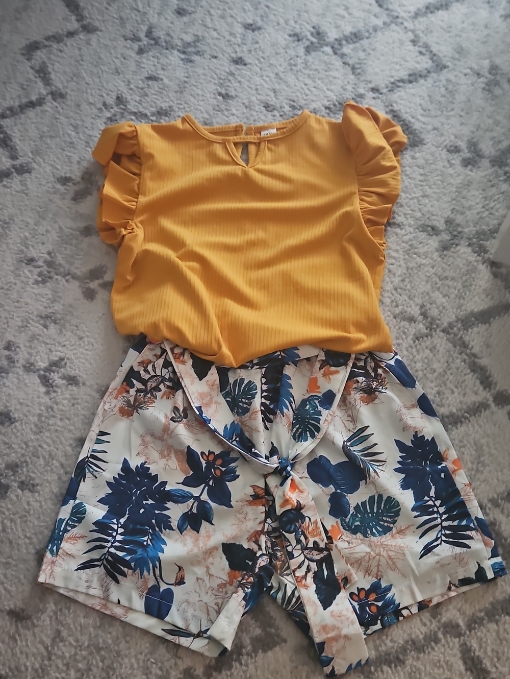Women’s Mustard Ruffle Sleeve Top - Casual Summer Tee